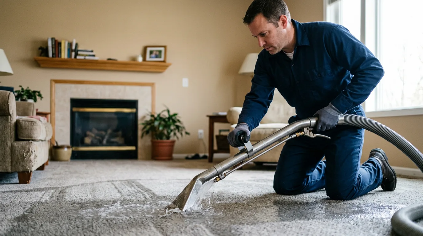 Water damage restoration technician working near Chester, IA